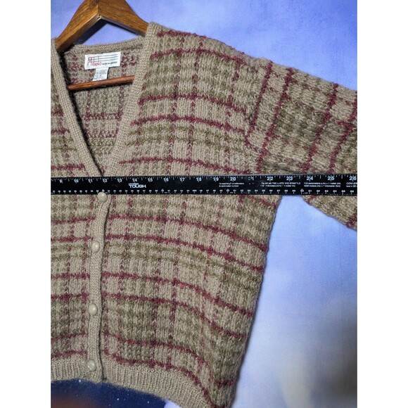 Vintage Plaid Mohair Cardigan Sweater Grunge 90s Nirvana Size Medium Milano - Picture 6 of 7